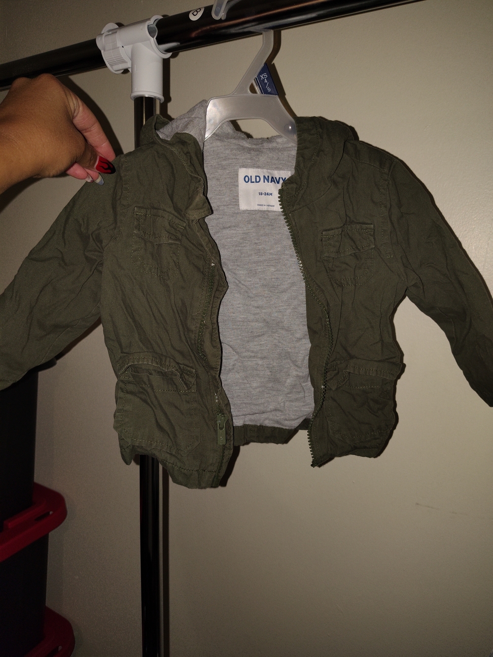 Old Navy Olive Green Hooded Kids Utility Jacket
